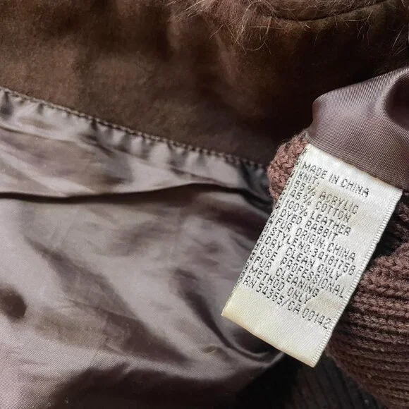 Brown Leather and Rabbit Fur Jacket - Picture 5 of 6